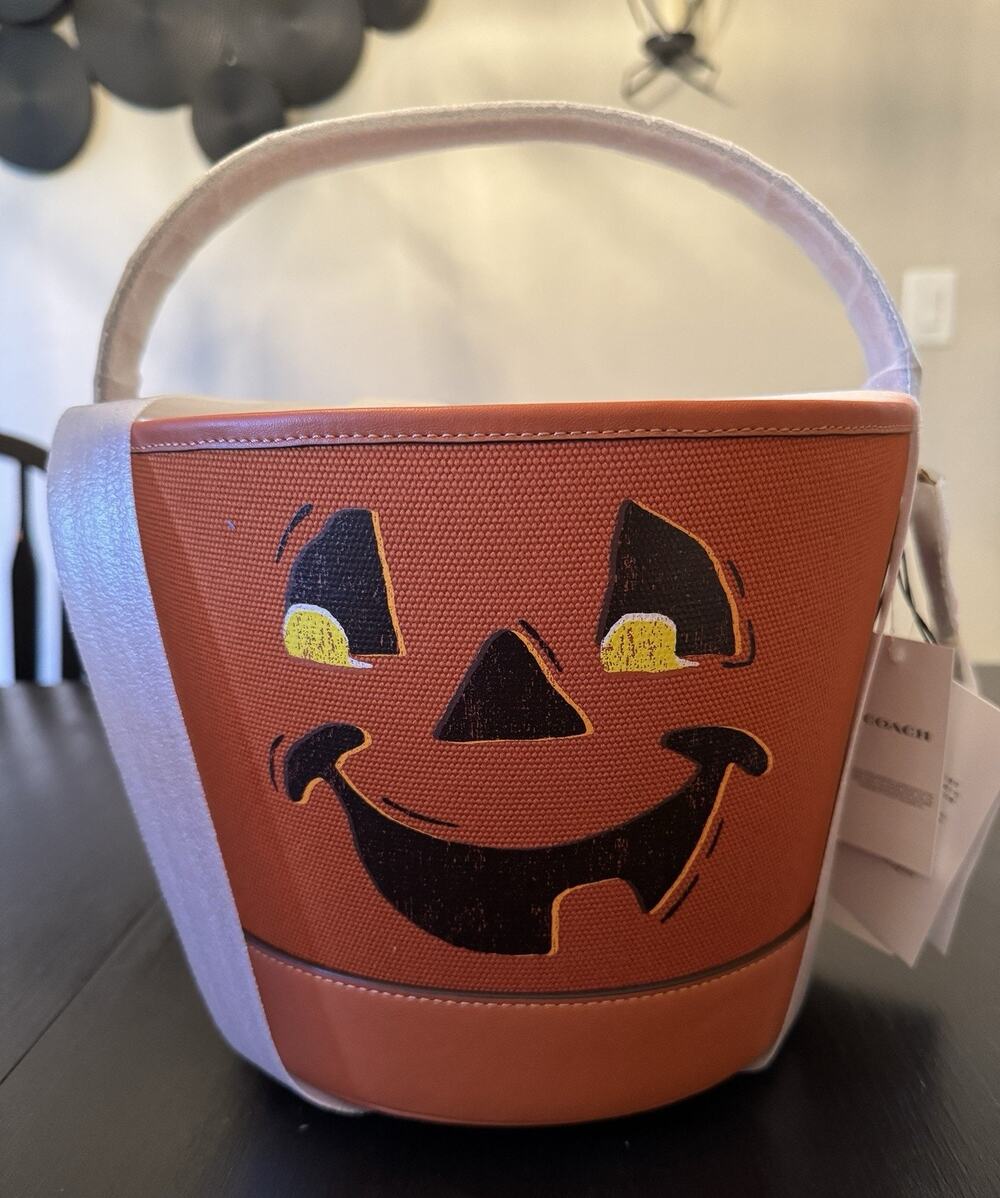 NWT Coach Halloween Pumpkin Trick Or Treat Bucket Bag Bright Canyon
